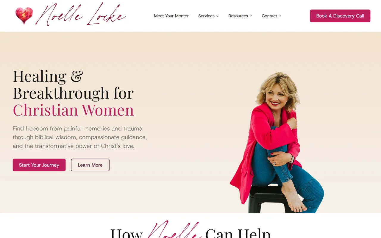 Noelle Locke website built by Spark Story Marketing