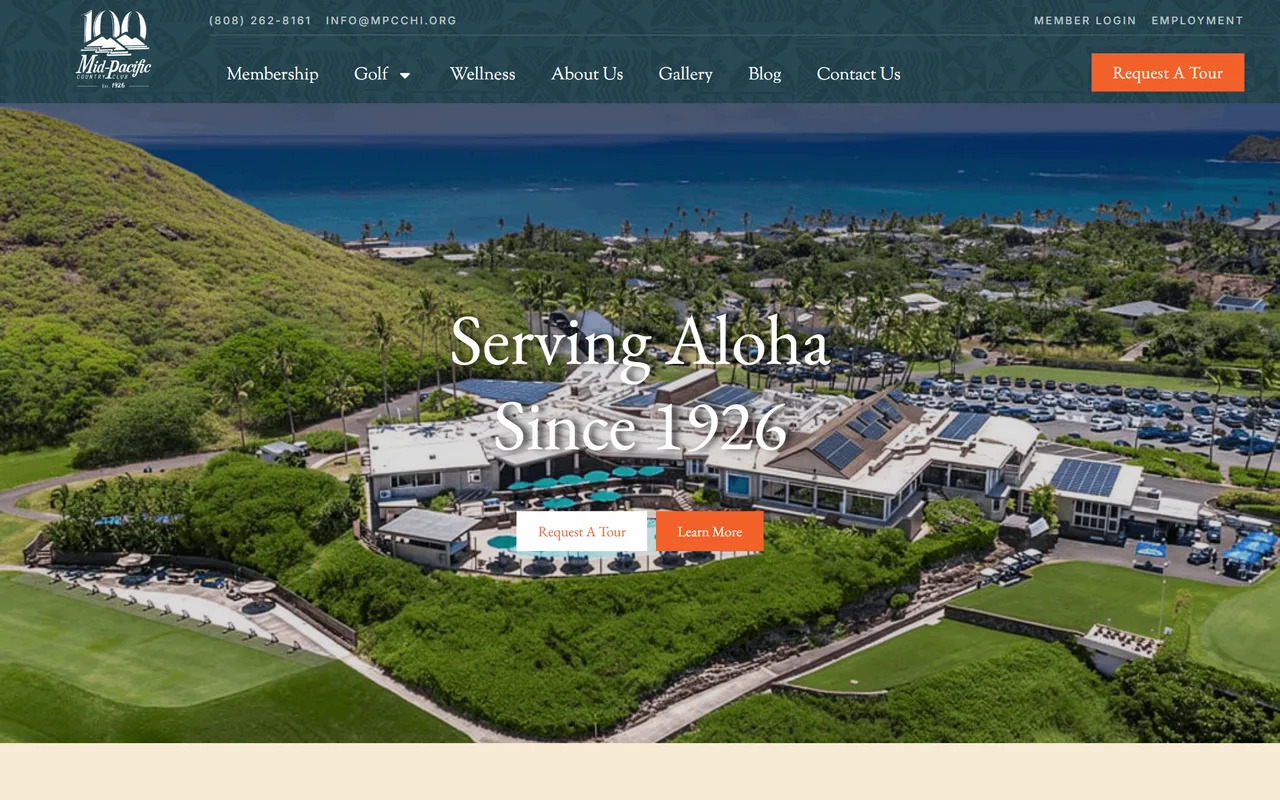 Mid-Pacific Country Club website built by Spark Story Marketing